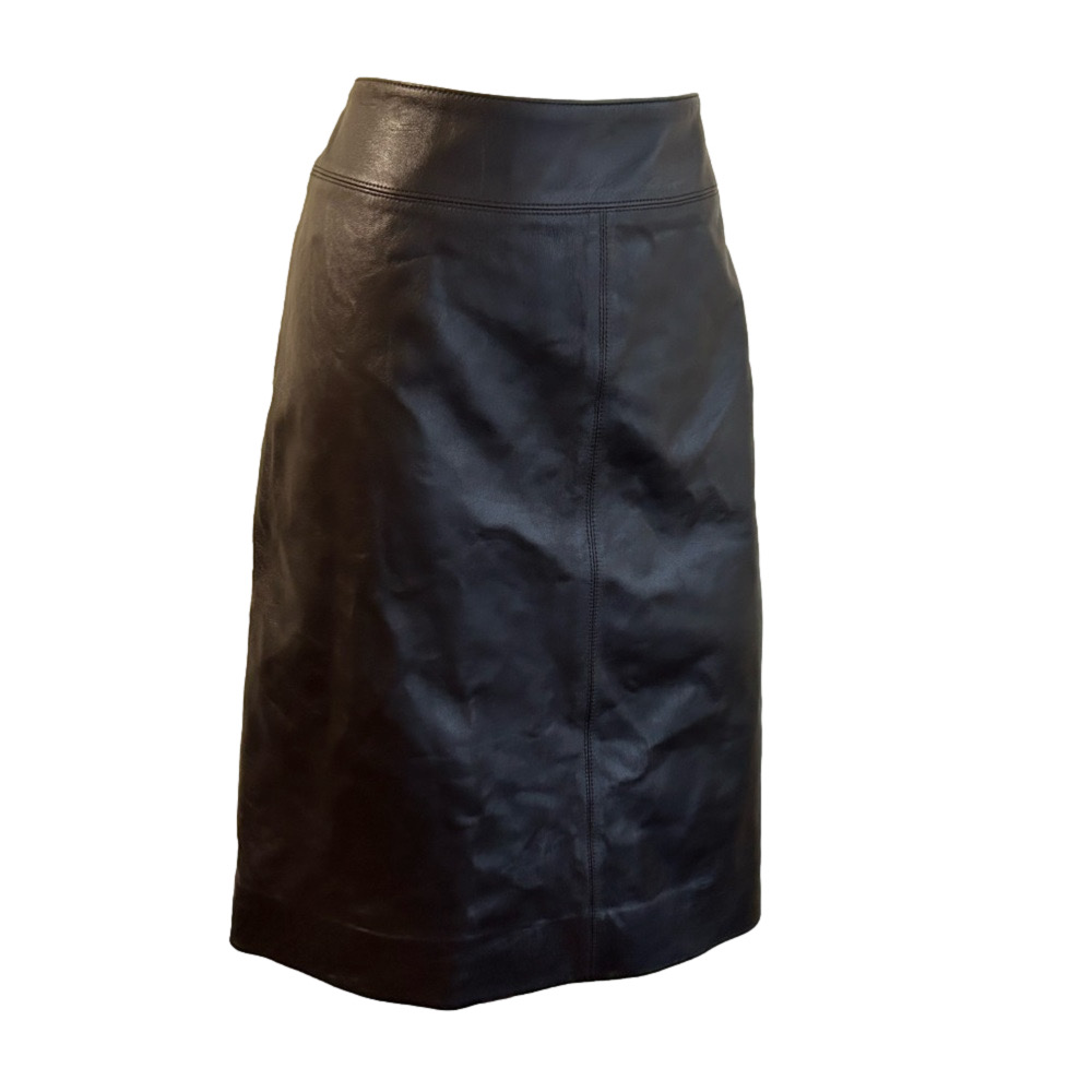 Y2K 1990 JONES NEW YORK VTG A~line dark brown leather skirt SZ 12 NWT